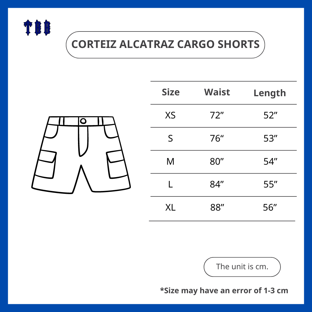 Corteiz Alcatraz Cargo Shorts Triple Black