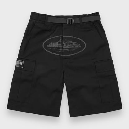 Corteiz Alcatraz Cargo Shorts Triple Black