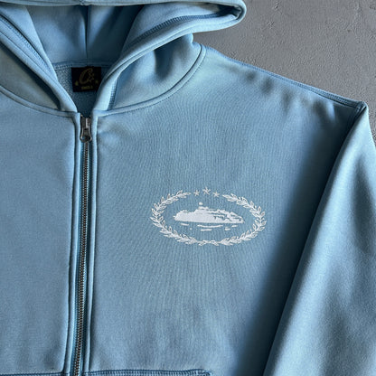 Corteiz Superior Royale Zip Hoodie Baby Blue