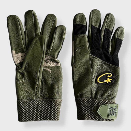 Corteiz Leather Gloves Gutta Green